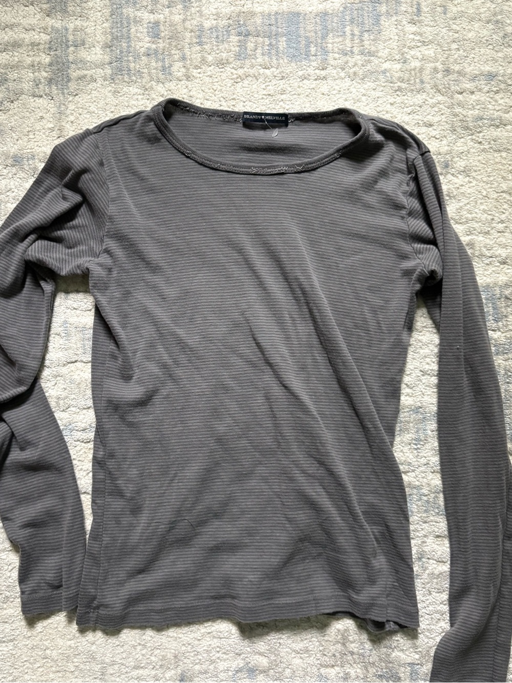 Brandy Melville Charcoal Ribbed Long-Sleeve Tee